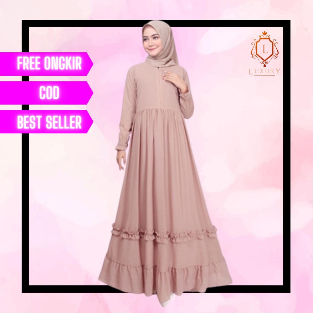 Baju Atasan Gamis Dress Wanita Muslim Lengan Panjang Dres Hijab Dewasa 2022 Model Terbaru Murah Vira