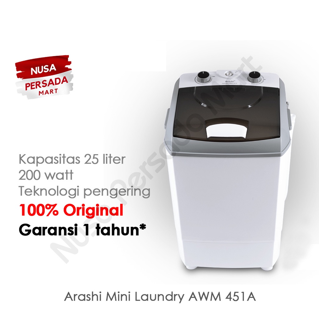 Jual Arashi AWM 451A Mesin Cuci Laundry Mini Portable Kapasitas 4.5 KG ...