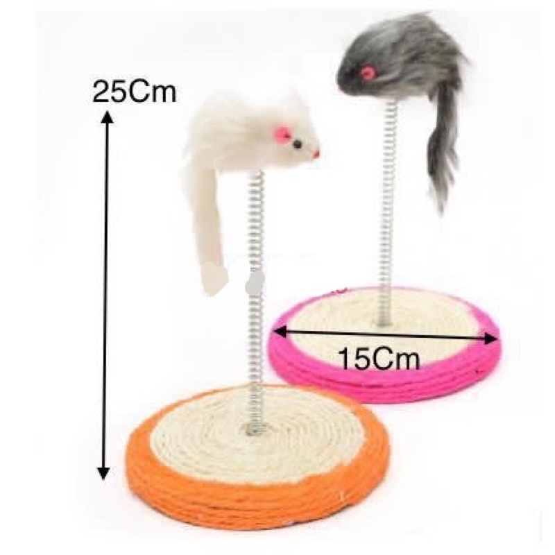 Mainan Scratcher Kucing dengan Per Spring Tikus Onteraktif Cat Toy Sisal