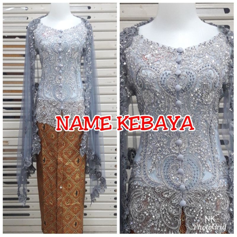 set kebaya pesta modern kebaya kerah sabrina kebaya wisuda + longtorso+ rok dan slendang