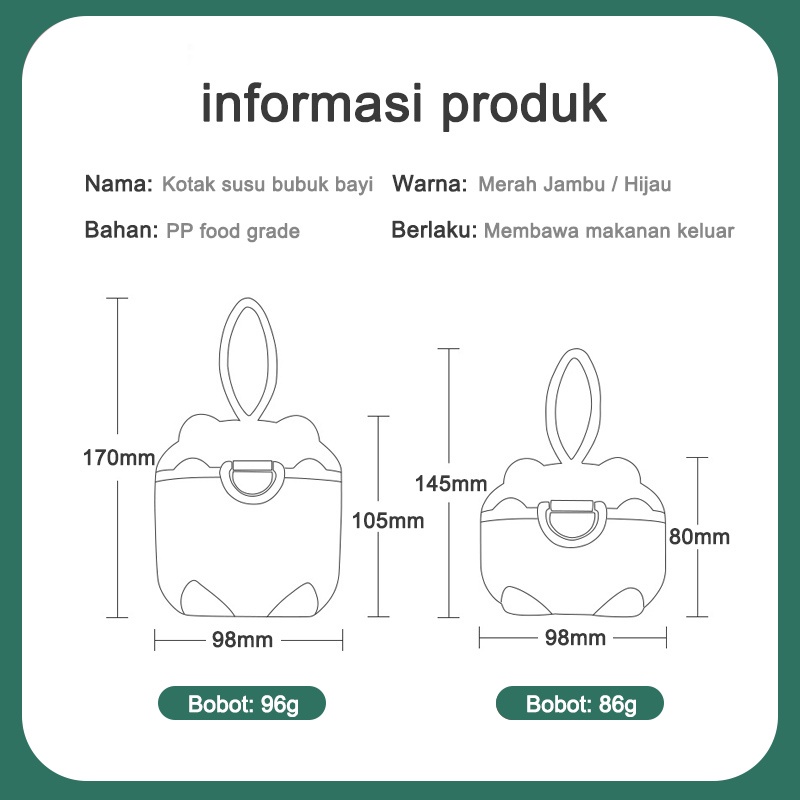 Kotak susu bubuk bayi/Wadah susu bubuk bayi/Toples susu bubuk bayi/Kotak penyimpanan susu bubuk bayi (B190)