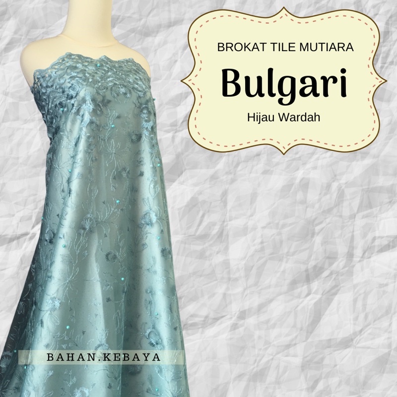 Kain Brokat Bahan Kebaya Tile Bulgari Warna Hijau Wardah Mint