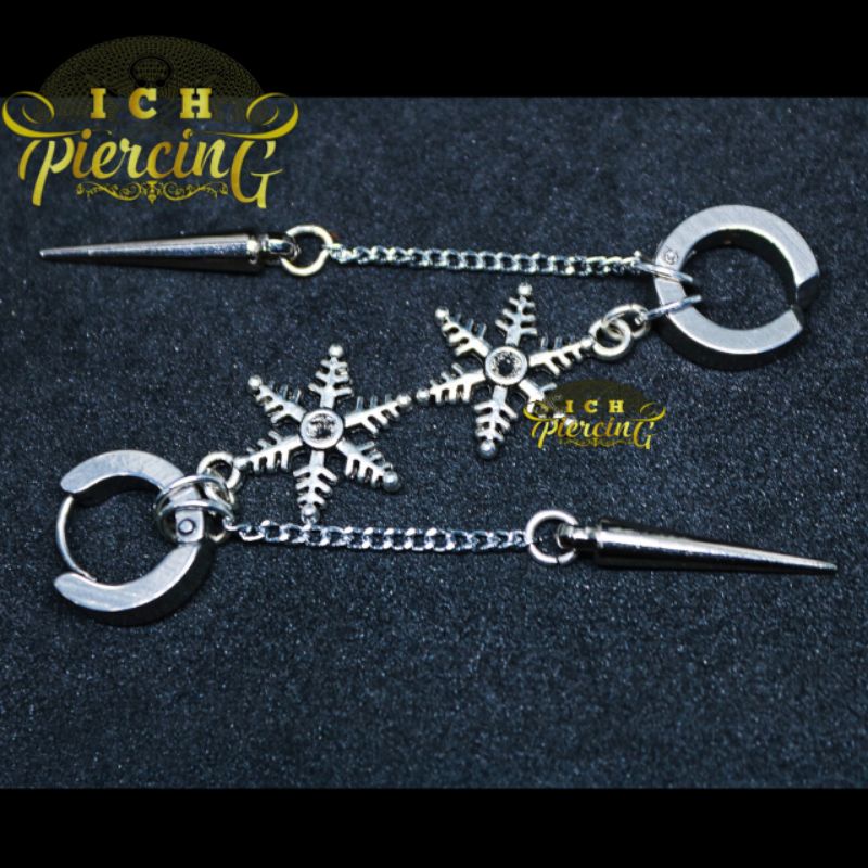 anting K-pop model salju stallers plated / anting tindik dan jepit / anting Korea jepit / ICH PIERCING