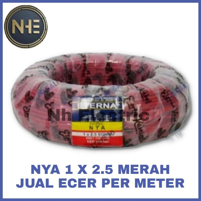 Kabel Eterna Nya 1x2,5mm Merah - Kabel Listrik Eterna Kawat Tunggal 1x2,5 Merah (Harga Per Meter)