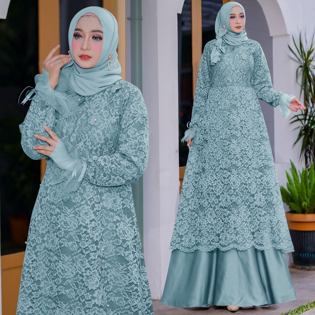 Vellona Gamis Full Brukat/ Gamis Pesta Premium/ Dress Kondangan Bridesmaid Remaja Dewasa Wanita Jumbo