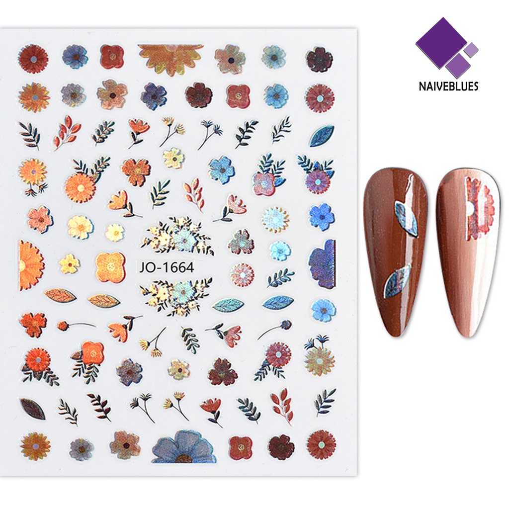 Naiveblue &gt; Stiker Kuku Tahan Air Motif Bunga Untuk Nail Art DIY