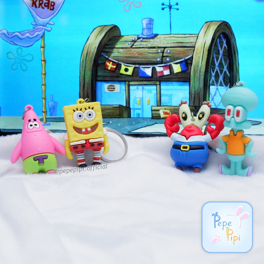 Gantungan Kunci Spongebob Patrick squidward Mr.Krabs Bikini Bottem Ganci Keychain Hiasan Tas sponbob sponsbob petrik