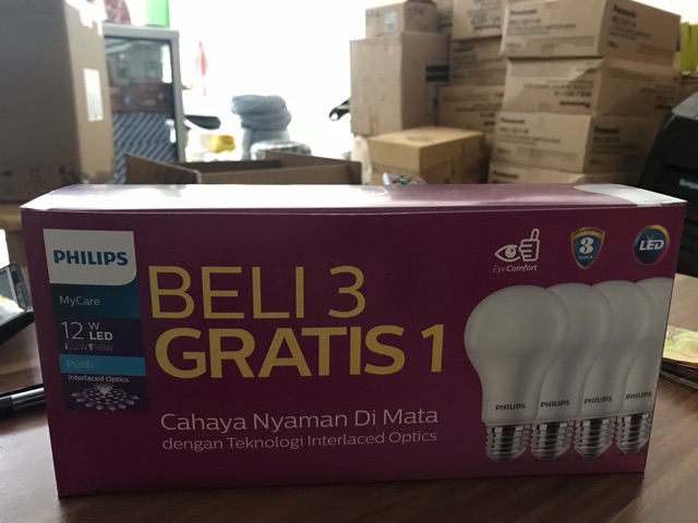 PHILIPS LAMPU LED MYCARE LAMPU BOHLAM 12W PAKET / PHILIPS LAMPU LED BULB MULTIPACK 12 Watt