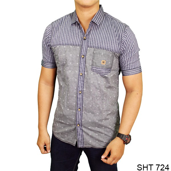 Men Casual Short Sleeve Shirt Katun Abu – SHT 724