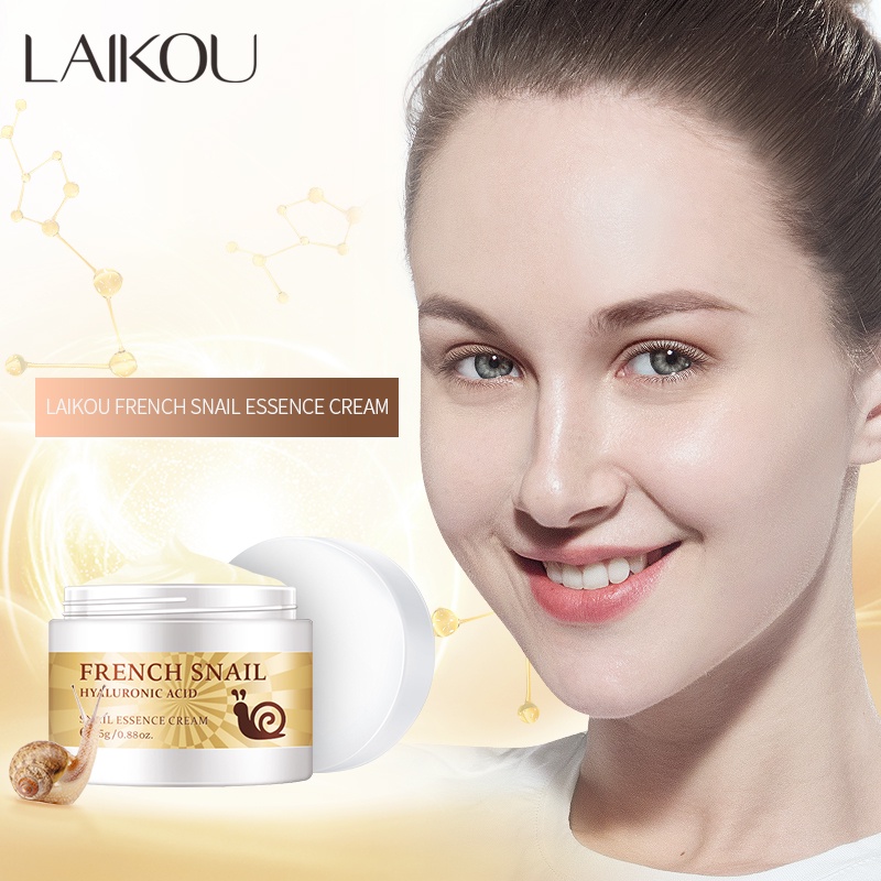 LAIKOU Snail Face Cream Meremajakan Melembabkan Mengencangkan Kulit Menghaluskan Kerutan 25G