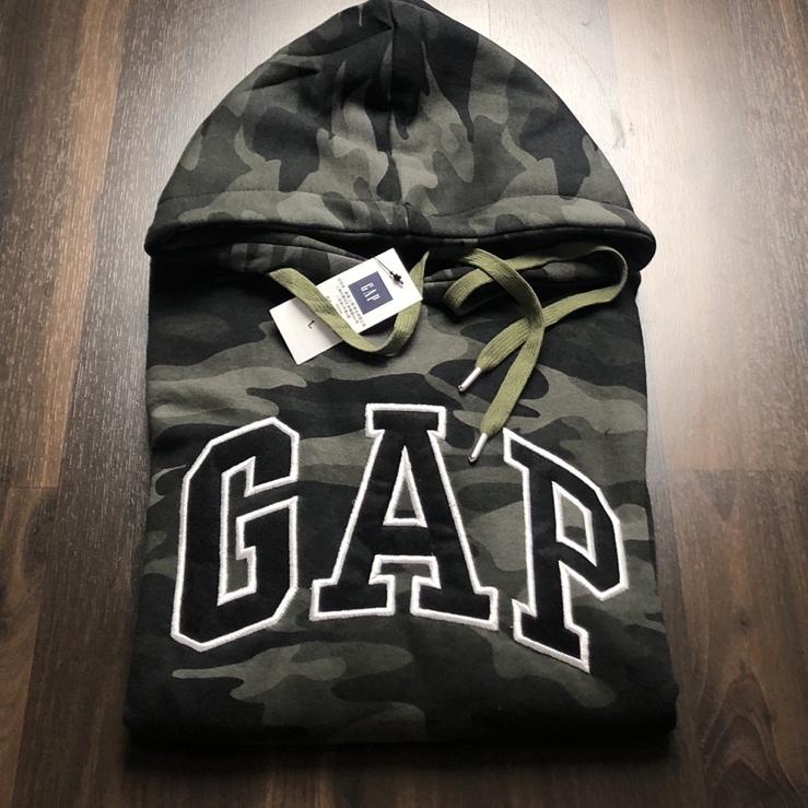 Top Produk.. Sweater Hoodie GAP Bordir Camo Hijau Army Import Full Tag Wash + Label Mirror