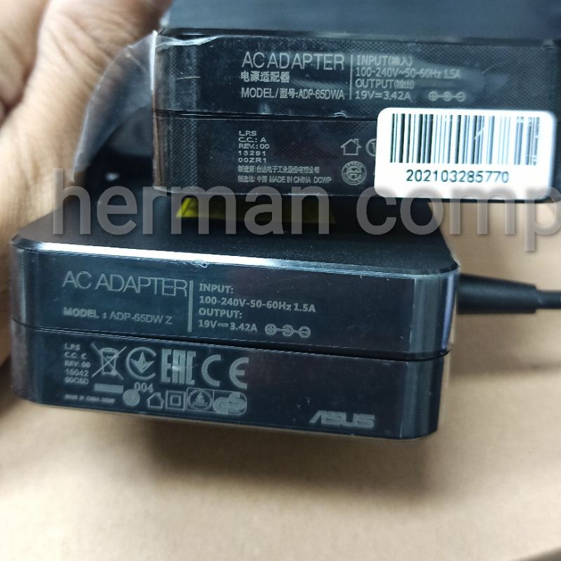 Original Adaptor/Charger Asus ADP-65DW A, ADP-65DW C, ADP-65DW Z 19V 3.42A DC 4.0*1.35MM