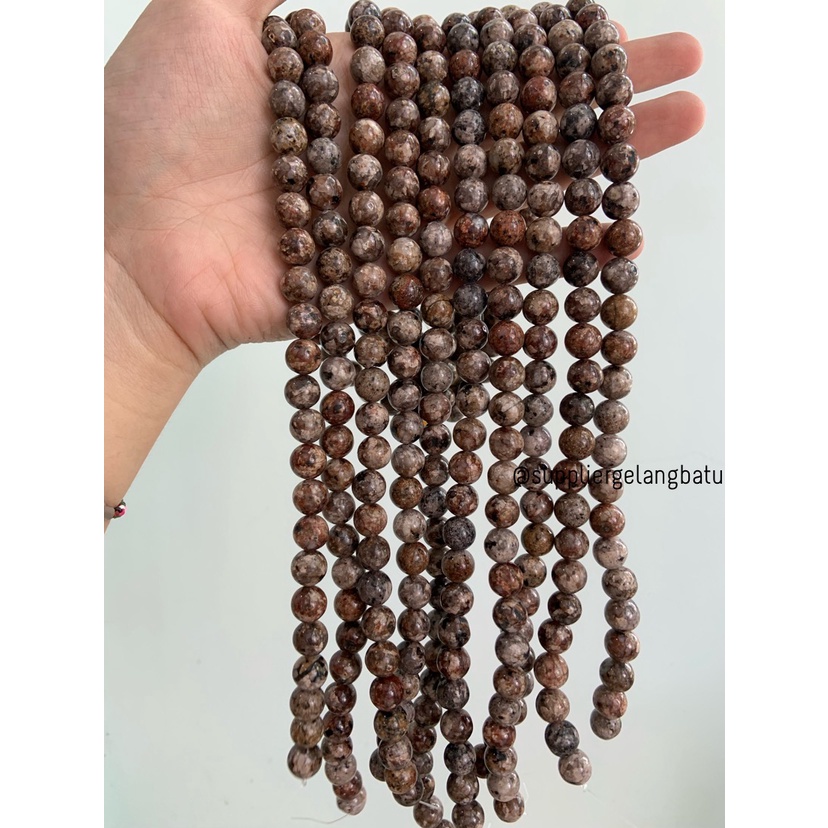 semi stone 10mm MOOKAITE cokelat akik bahan rangkai aksesoris lucu bahan kalung gelang kerajinan tangan craft manik