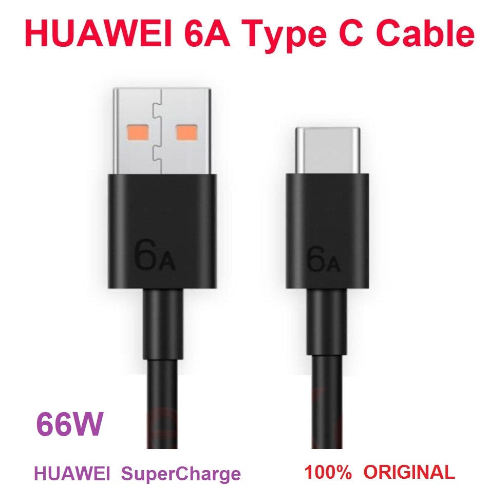 HUAWEI Kabel Data Cable Type-C 6A 66W SuperCharge Mate 40 RS Original Black