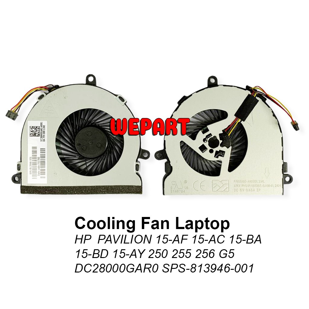 Cooling Fan Kipas Laptop HP  15-AF 15-AC 15-BA 15-BD 15-AY 250 255 256 G5 DC28000GAR0 SPS-813946-001