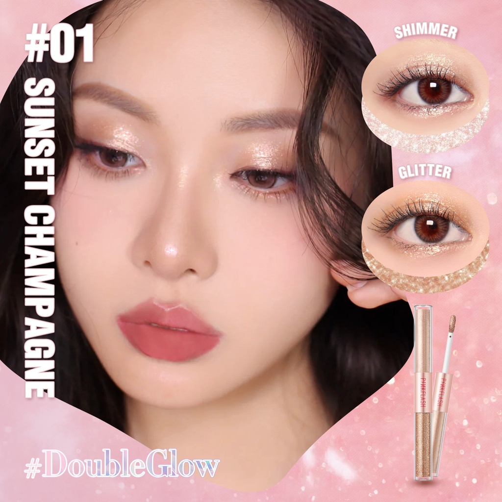 PINKFLASH DoubleGlow 2 in 1 All Glow Liquid Eyeshadow Stick Waterproof Eye Makeup High Pigment Lightweight Eye Shadow PF-E18