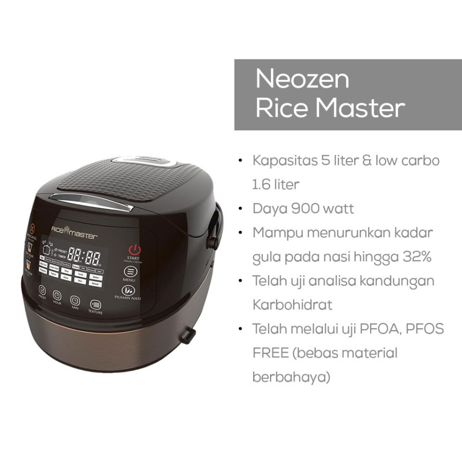 Neozen Rice Master l Rice Cooker Low Carbo Garansi Resmi