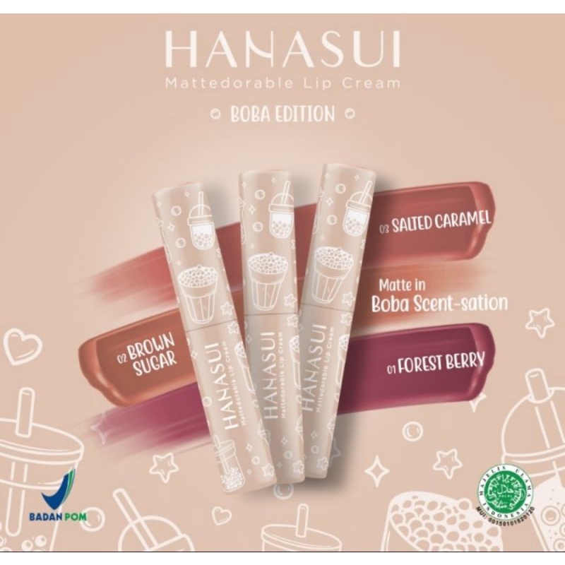 Hanasui Mattedorable Lip Cream Boba Edition//Lip Cream Hanasui Boba Edition