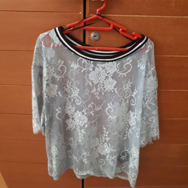 preloved h&m lace sheer top