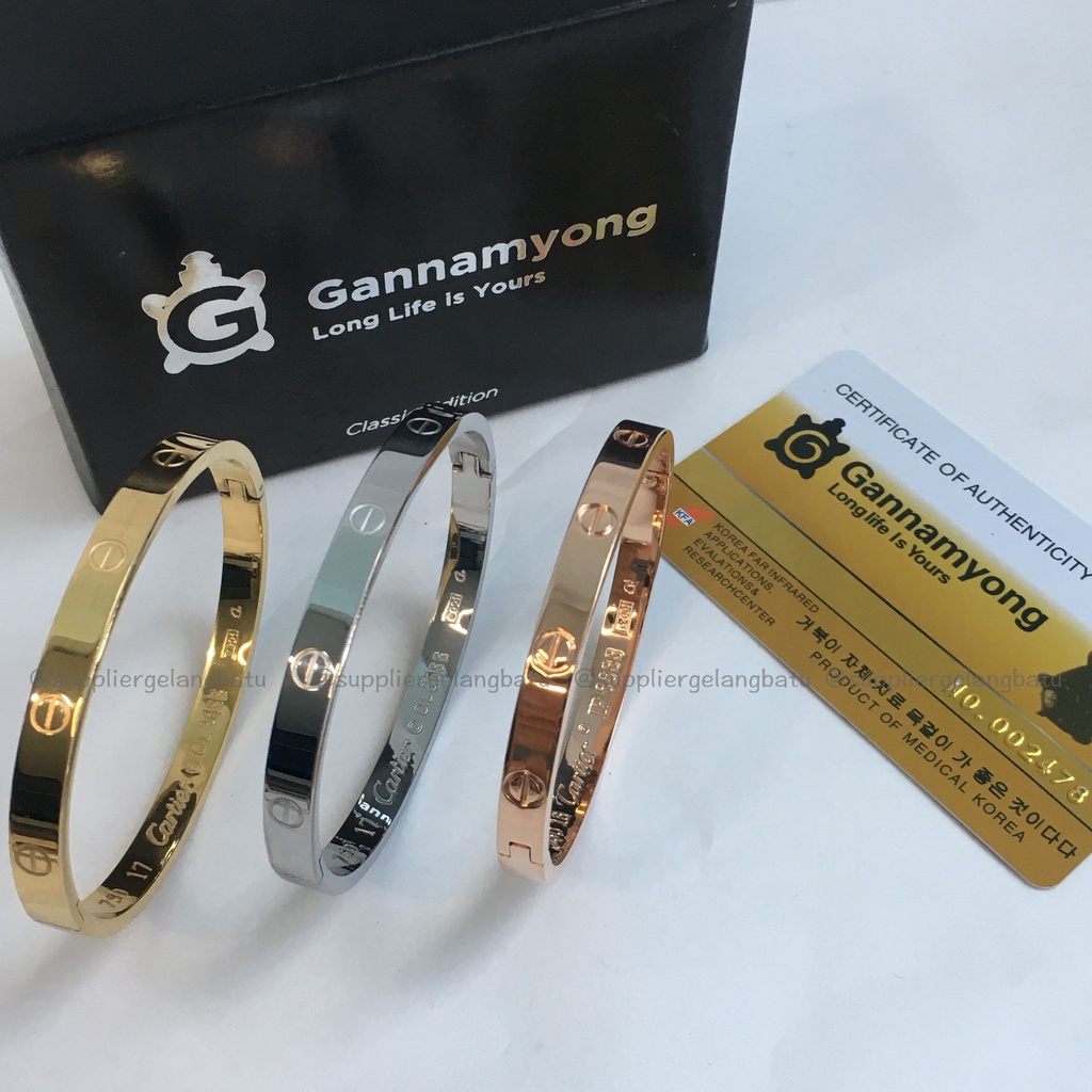 gelang kesehatan CARTER GANNAMYONG TITANIUM GOLD SILVER PINK COD ORI