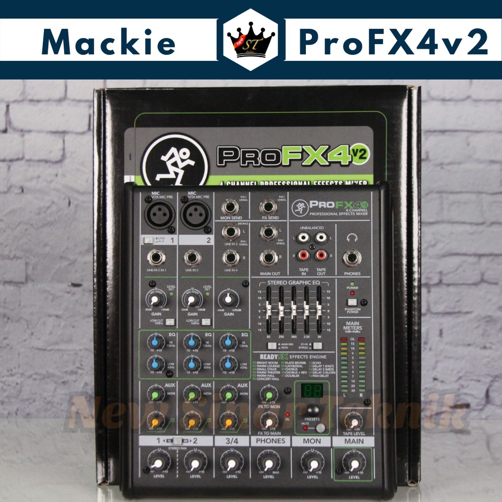 MACKIE ProFX4 V2 / Pro FX4 Mixer 2 Channel Mono dengan EQ, Phantom