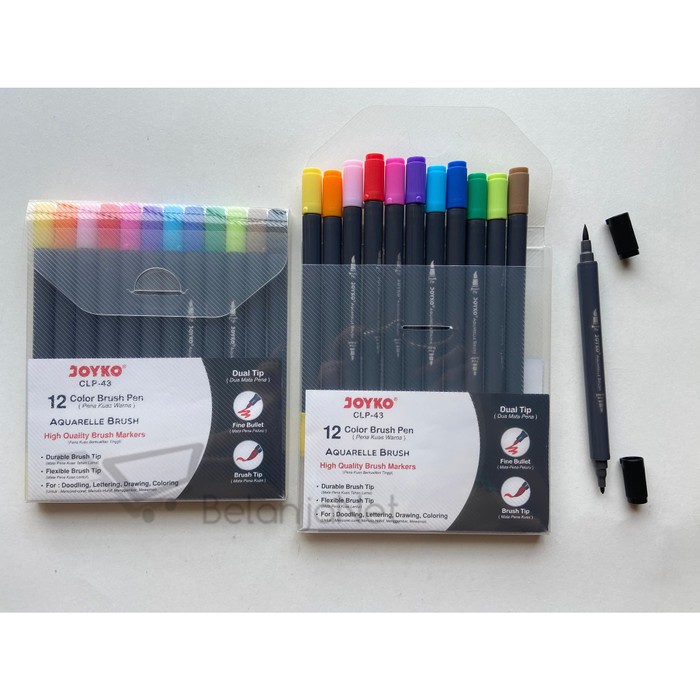 Color Brush Pen Joyko 12 Warna ( Kuas &amp; Pen 12 color) CLP-43