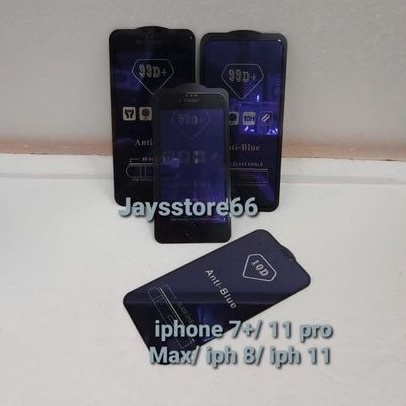 TemperedGlass 99+ Anti-Blue Galas Shield Anti Radiasi iphone 7+ / iph 8/ iph 11 /iph 11 pro Max