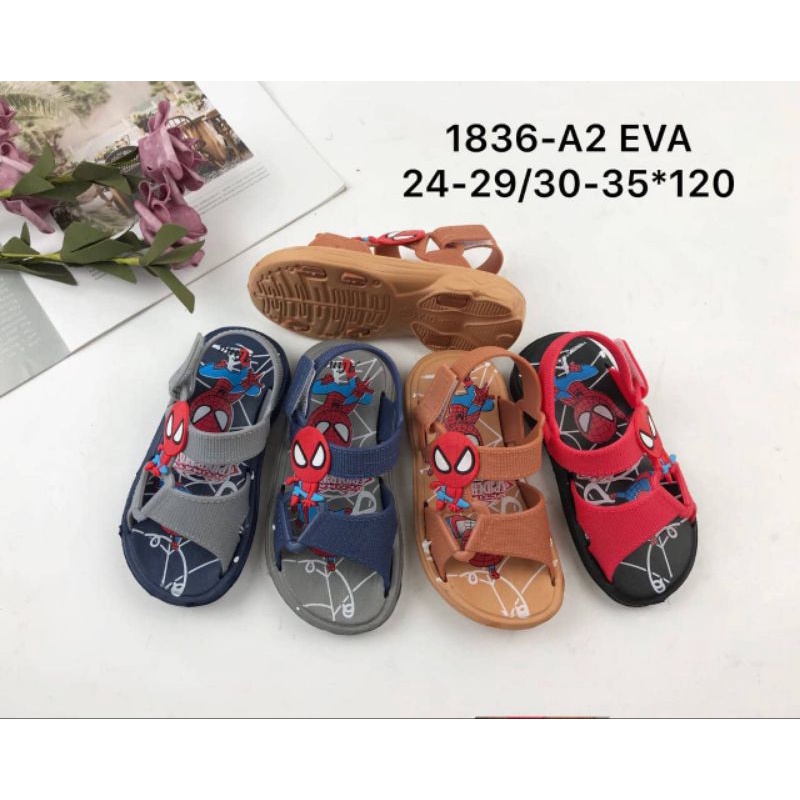 Sandal Tali Anak Laki Sandal Gunung SPIDERMAN Karet Jelly Import