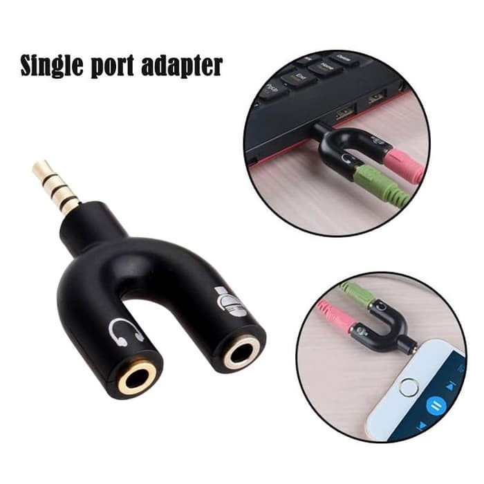 AUDIO SPLITTER U SHAPE 2IN1 MALE TO DUAL FEMALE JACK 3.5MM