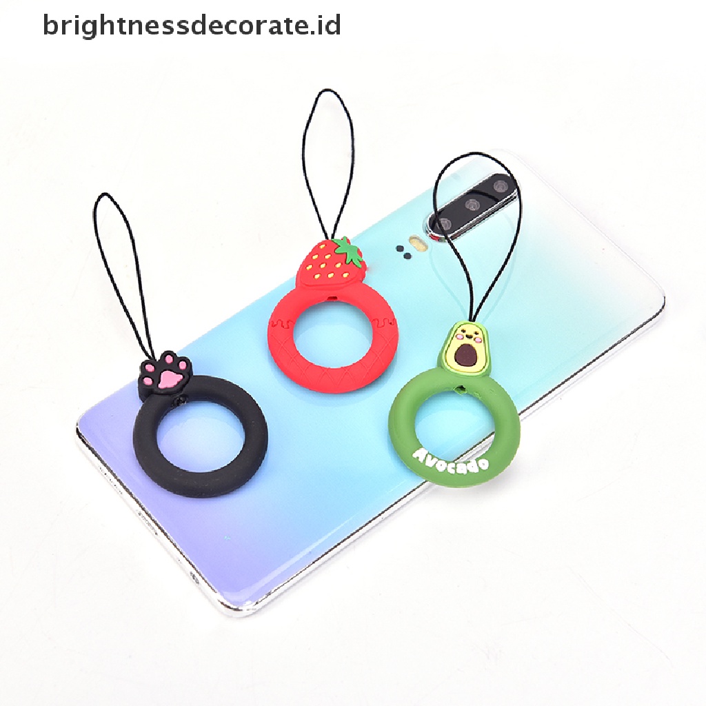 [birth] 3D Cartoon Anti-lost Universal Phone Short Lanyard Silicone Pendant Ring Strap [ID]