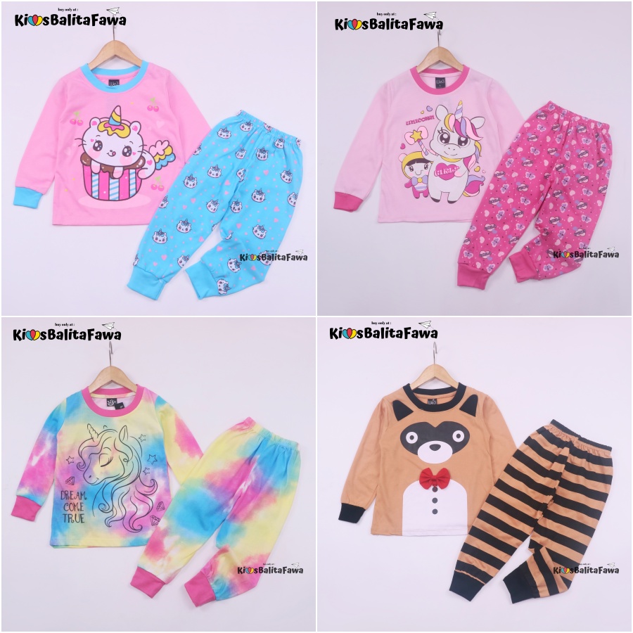 Piyama Za-ra Kids Size 1-10 Tahun / EXPORT Quality Baju Tidur Lengan Celana Panjang Karakter Kaos Babycinnamon