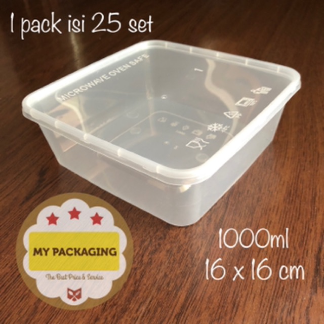 Thinwall 1000 ml KAKU - 25buah / Container Microwave / Kotak Makan / wadah plastik / toples 1000ml