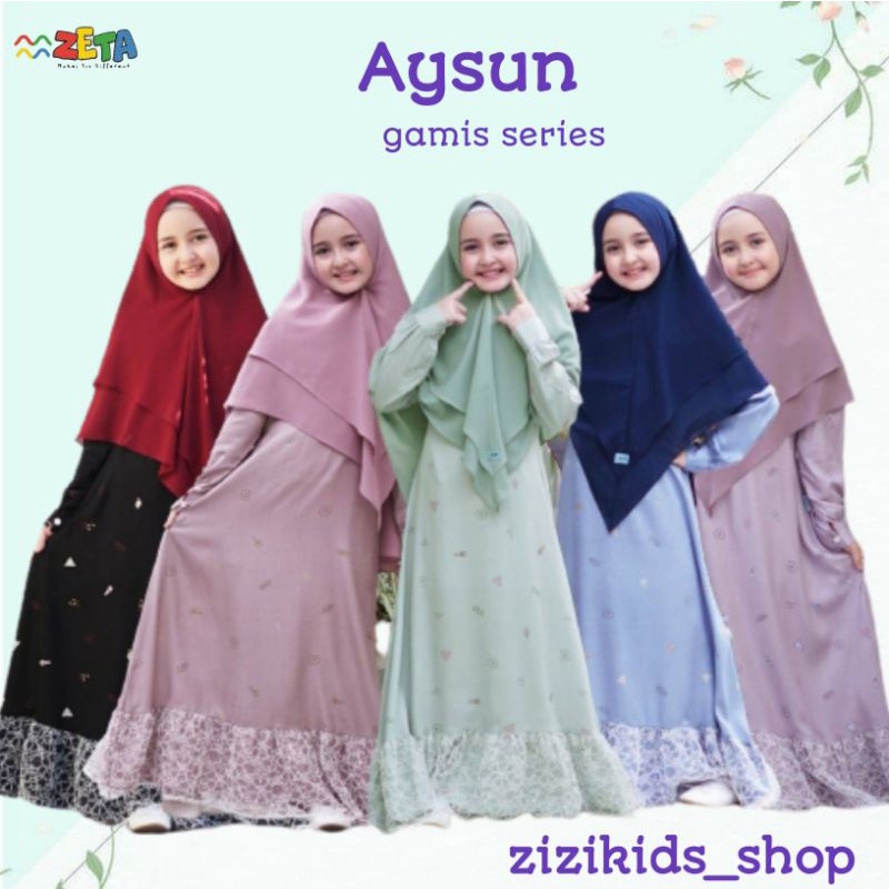 Gamis Anak Remaja Perempuan Rayon premium Mix Brokat Aysun Series Zeta Outfit 3-13 Tahun