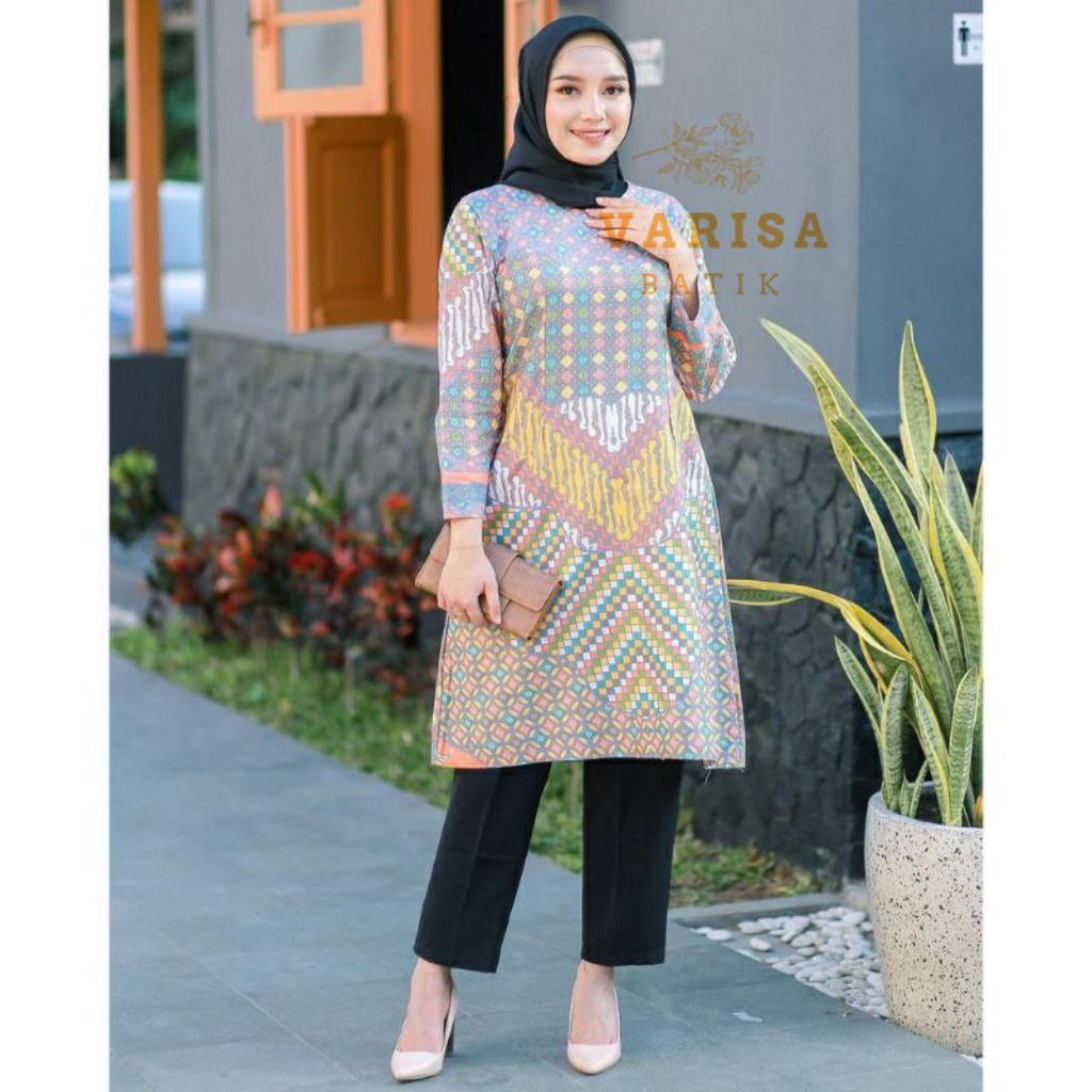 Jumbo Tunik Batik Soft | Atasan Tunik Batik Modern Katun Halus Kode BK SF Terbaru Terlaris