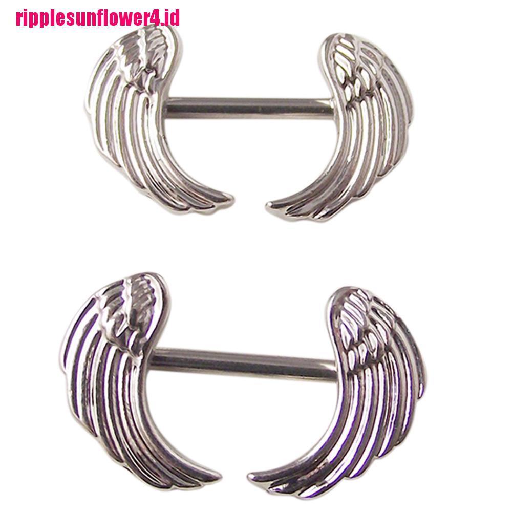 1 / 2pcs Anting Tindik Puting Bentuk Sayap