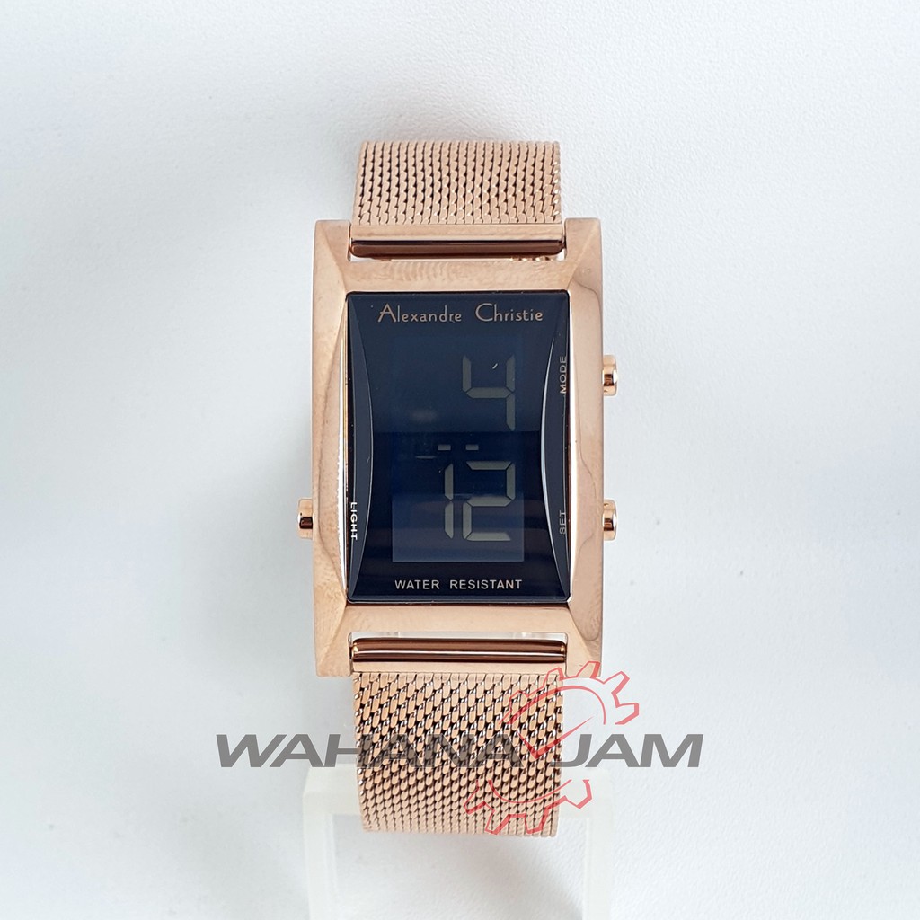 Alexandre Christie AC 9225 LH BRGBA / Jam Tangan Wanita AC9225 Digital Rose Gold Hitam  Rantai Pasir