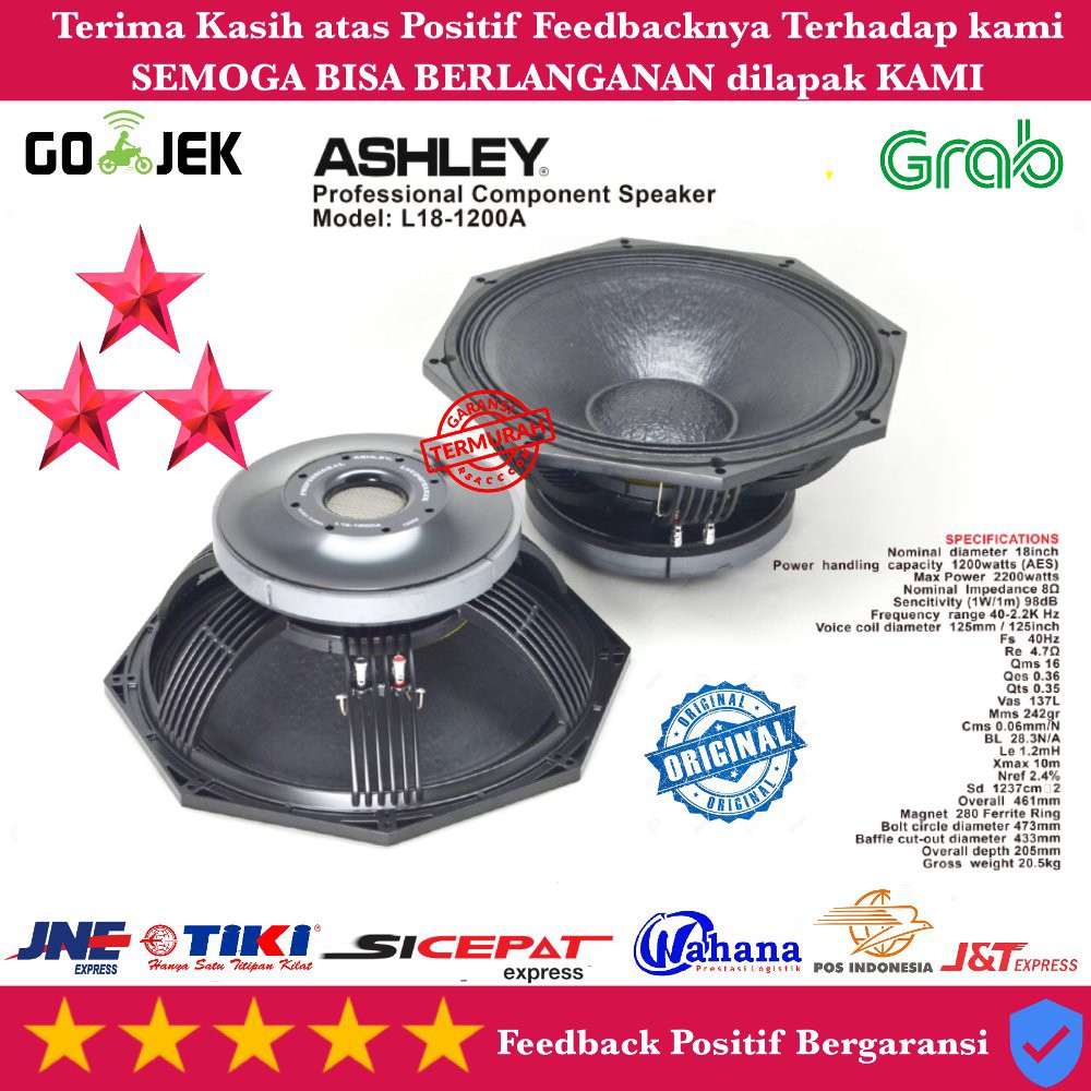 SPEAKER Component WOOFER ASHLEY L18-1200A ORIGINAL