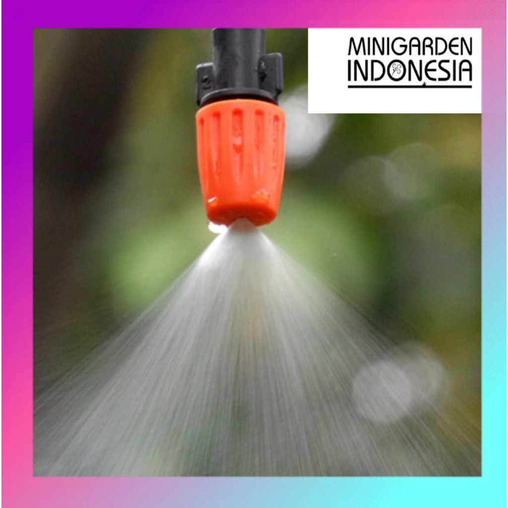 HEAD MIST FOGGER ORANGE + KONEKTOR NEPEL ULIR FLAT siram irigasi taman sprinkler nozzle sprayer