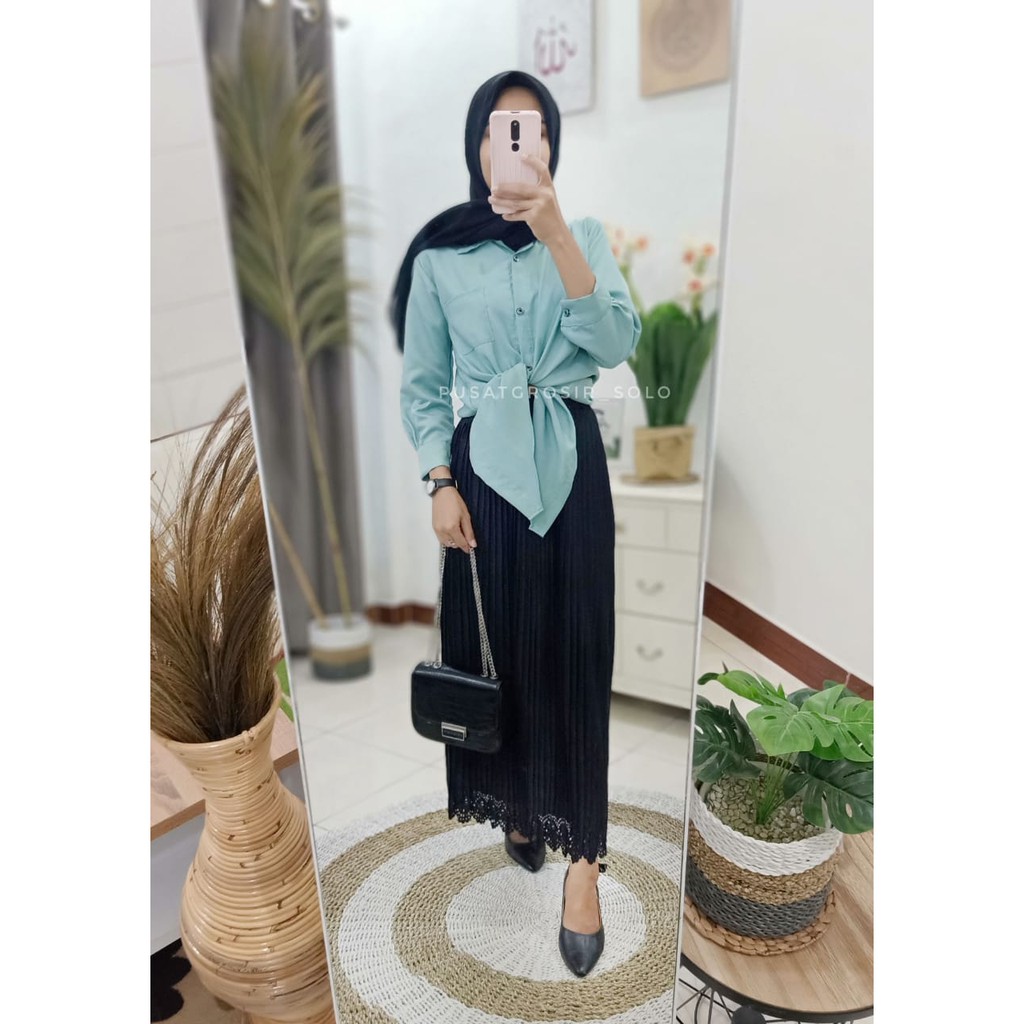 PLAIN KEMEJA PUSATGROSIR_SOLO/ BASIC TOP MOSSCREPE PREMIUM-PLAIN KMJ MINT