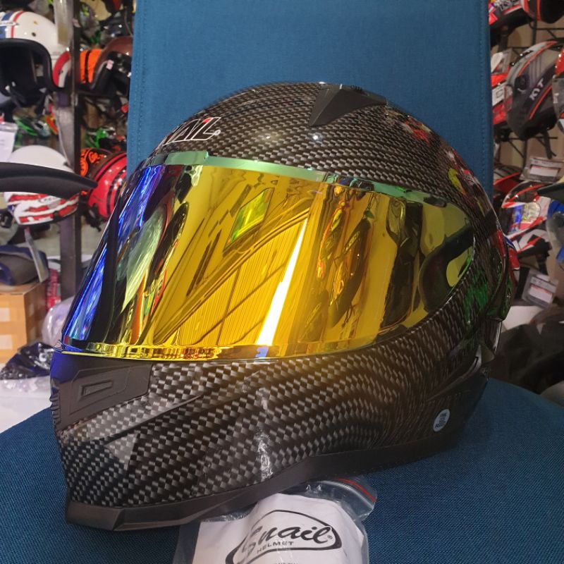 HELM SNAIL FFS1 CARBON GLOSSY SPOILER 3D ORIGINAL ( ONGKIR 2KG TANPA DUS )