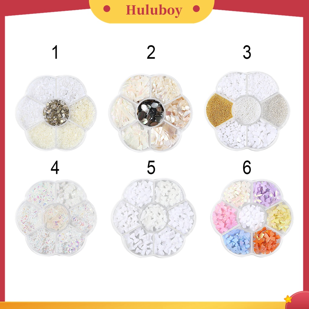 Huluboy Huluboy♡ 1 Kotak Manik-Manik Mutiara Universal Bahan Resin Untuk Dekorasi Nail Art