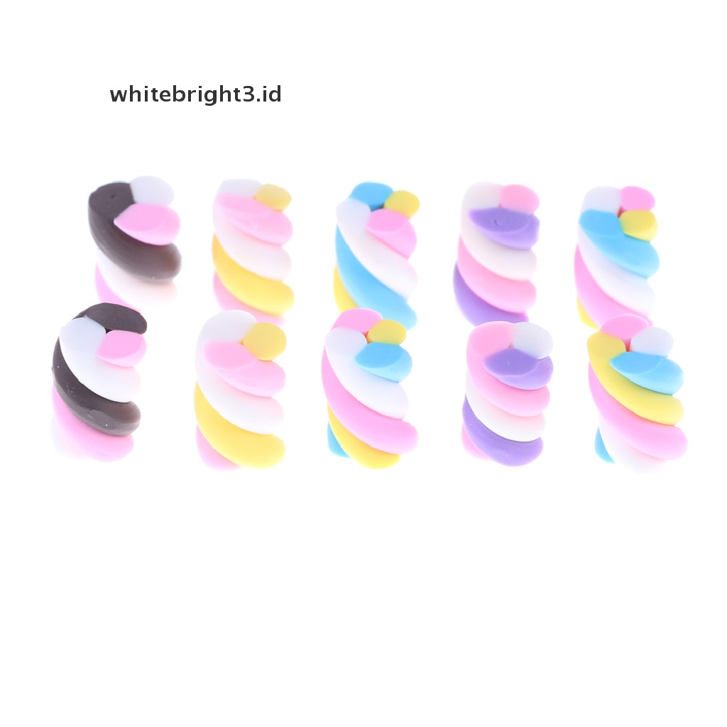 (whitebright3.id) 10pcs / lot Miniatur Kue Marshmallow Bahan Resin Untuk Dekorasi DIY