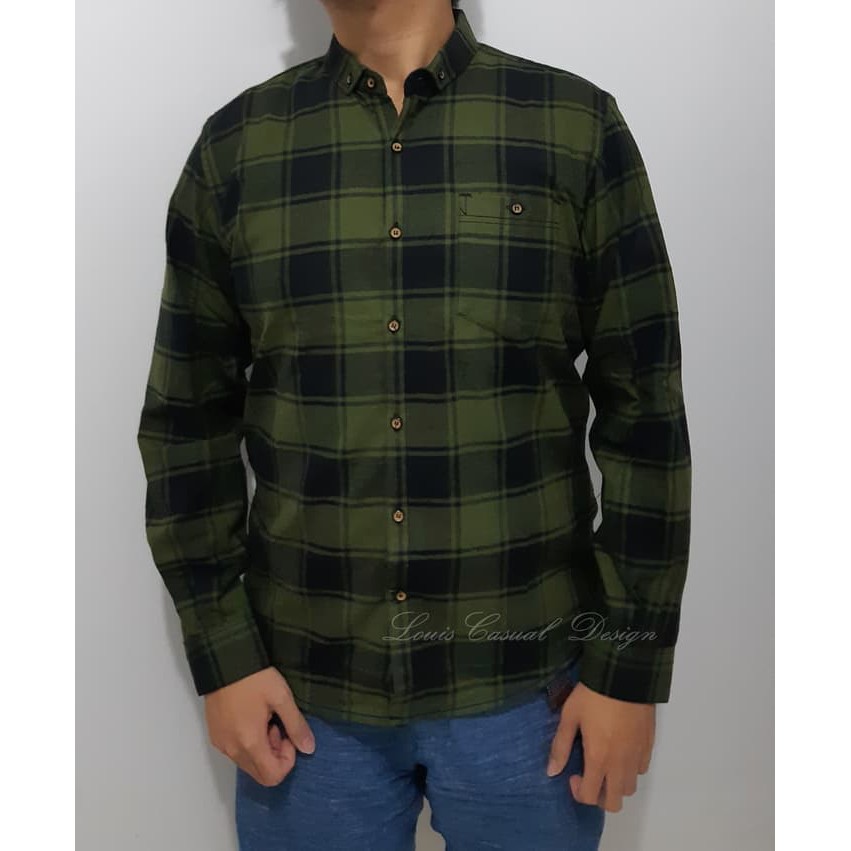 Baju Kemeja Levis Flanel Distro Tangan Panjang Kotak Premium Pria - Nomortujuh, M