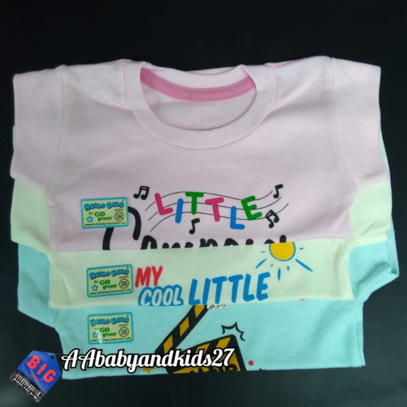 Hello Baby 1PC Kaos Oblong Bayi Sablon Ukuran S M L XL Lembut dan SNI