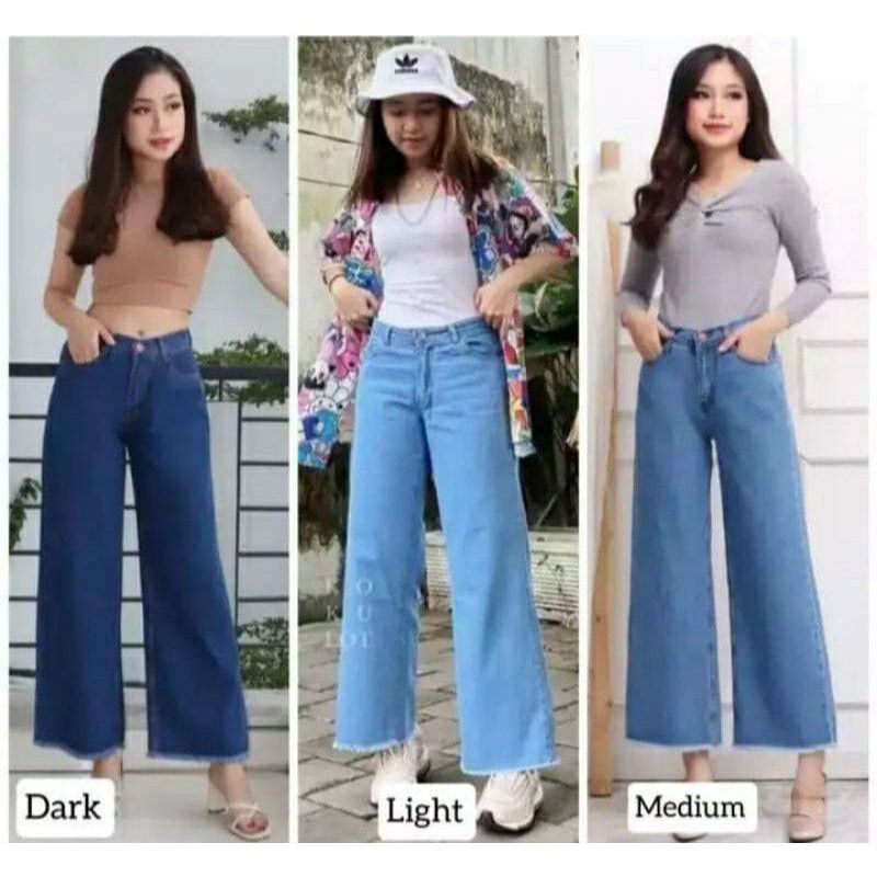 CELANA JEANS KULOT RAWIS CELANA WANITA JEANS KULOT HIGHWAIST PANJANG CELANA KULOT JUMBO
