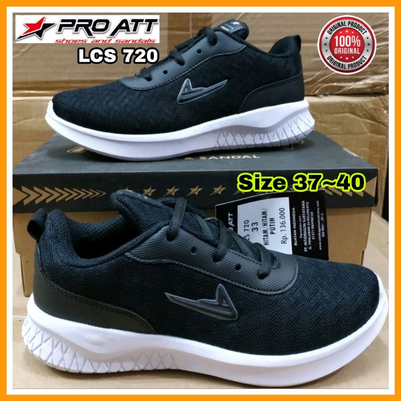Sepatu Wanita Cewek Sneakers /Sekolah /Kerja /Pro Att Lcs 720 / Lch 740 Original Size 37 s/d 40 Murah - Hitam Putih