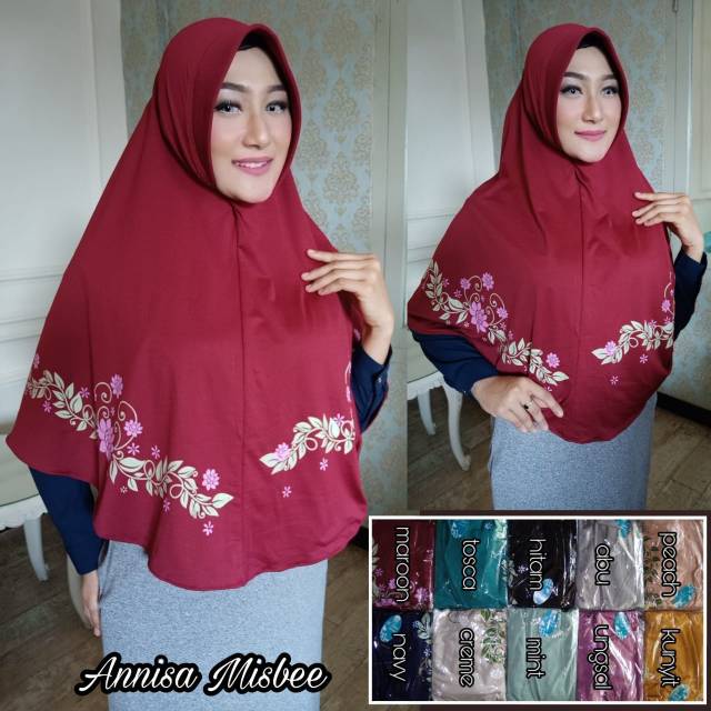 Jilbab instan khimar pet antem jersey motif