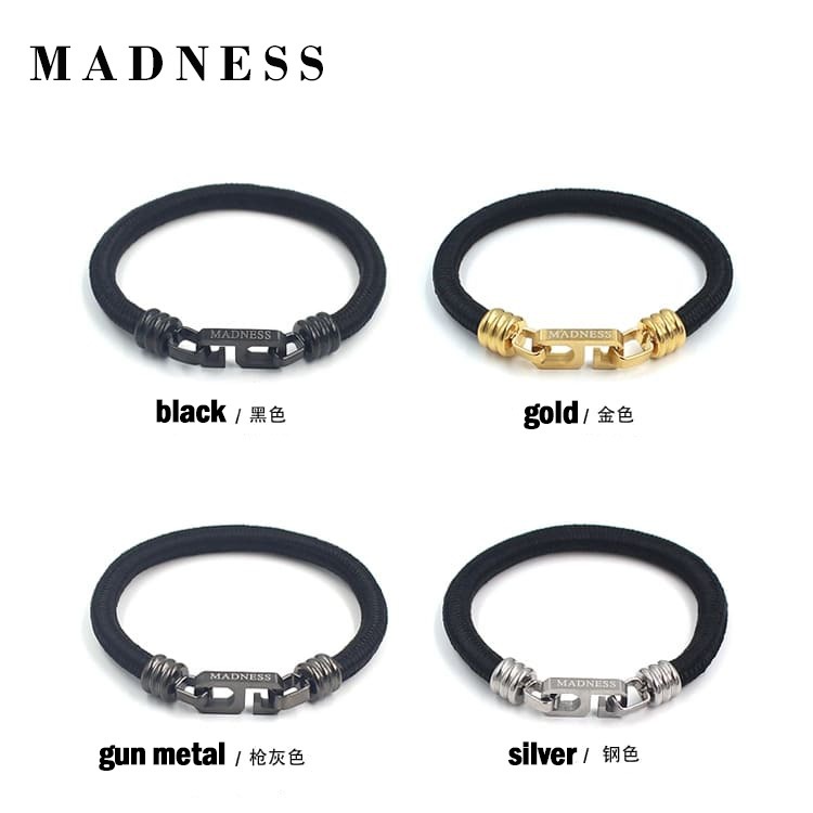 WRISTBAND GELANG PRIA WANITA UNISEX MADNESS 9 KAIN STAINLESS ANTI KARAT KOREA