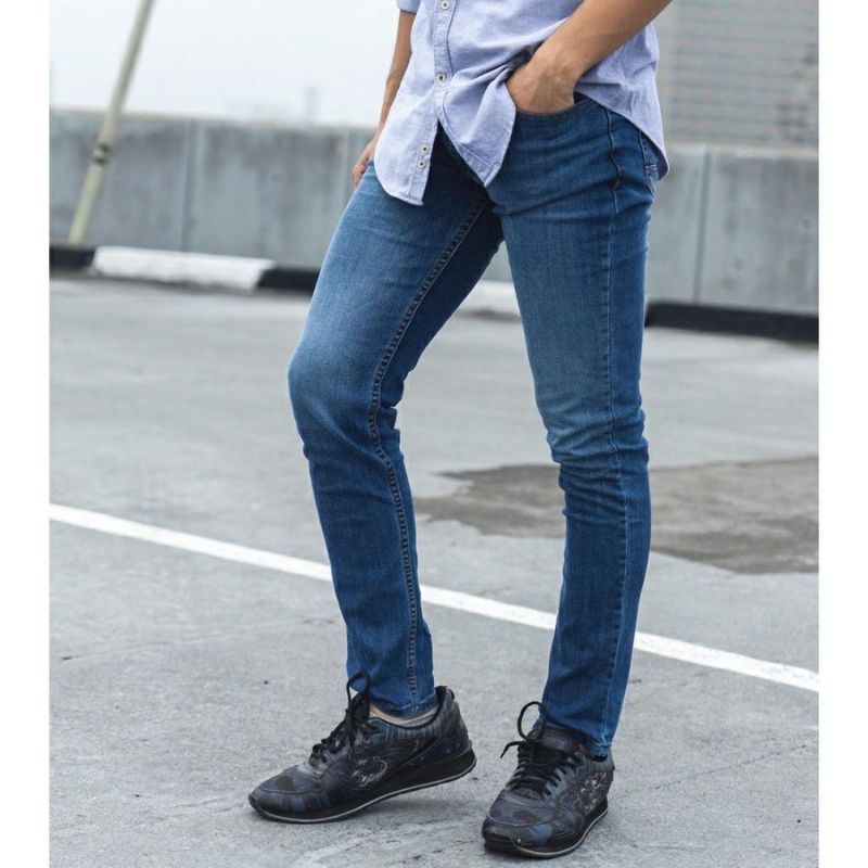 SOFT JEANS PENSIL PRIA JEANS PRIA hitam, garment,navy 27 - 44 EMG
