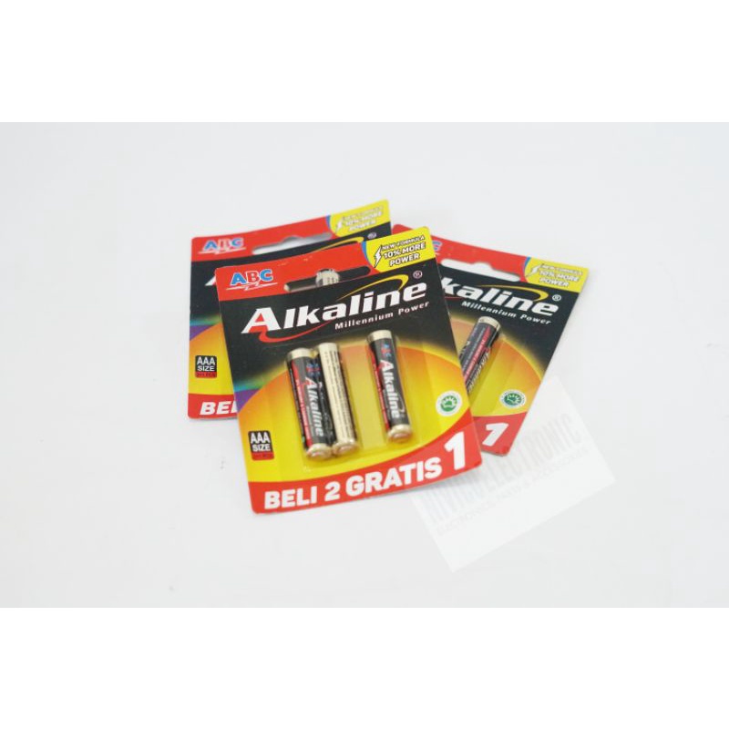 Baterai ABC alkaline AAA a3 beli 2 gratis 1